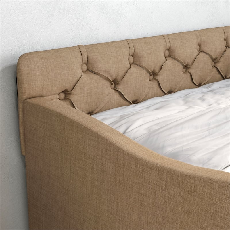 Furniture of America Knolt Fabric Twin Daybed with Trundle in Brown