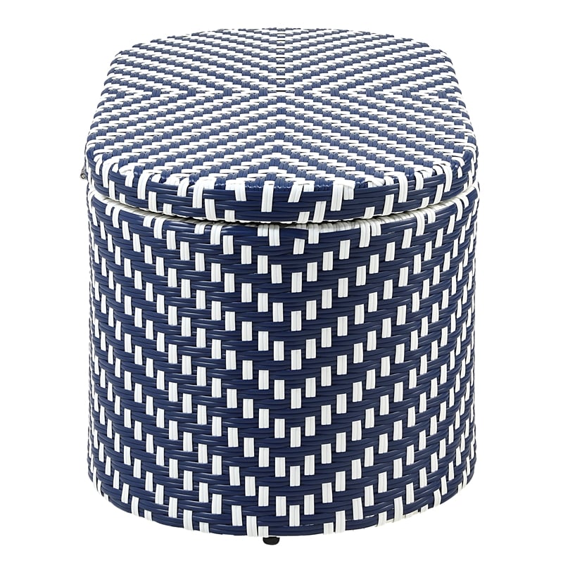 Furniture of America Hjem Aluminum 3pc Patio Coffee Table and Stool Set in Navy
