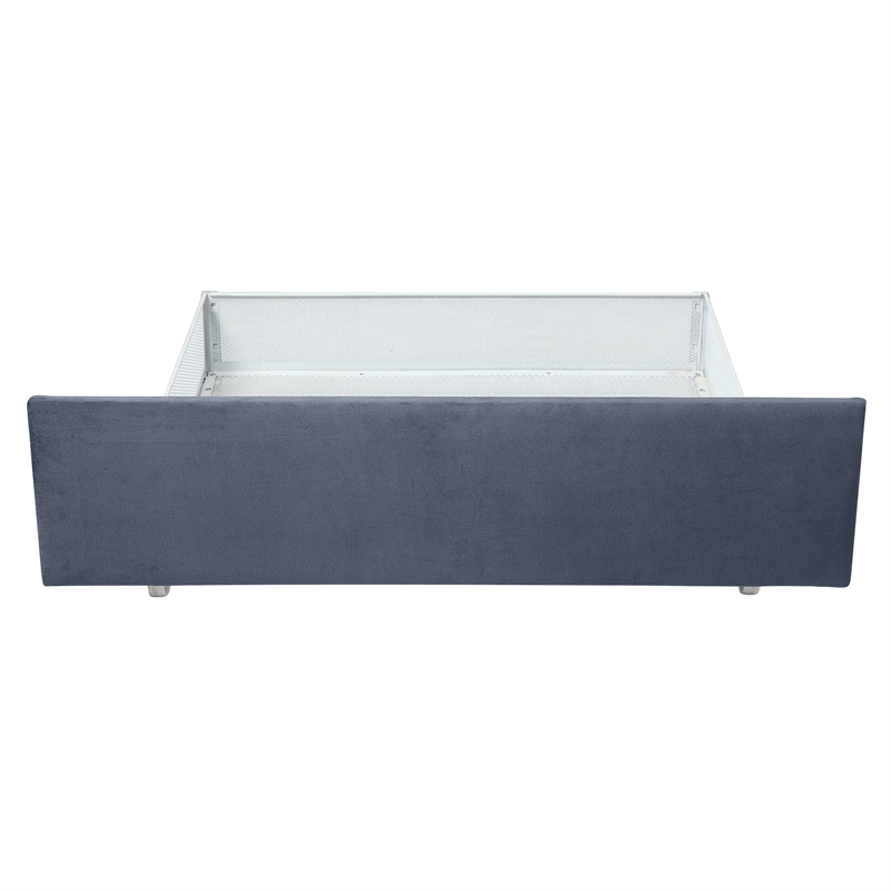 Furniture of America Harper Fabric Upholstered Full Bed with 4-Drawer in Gray