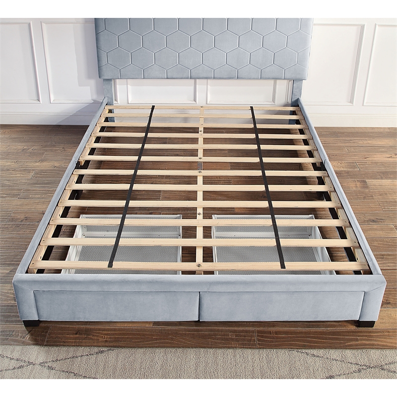 Furniture of America Harper Fabric Full Bed with 2-Drawer in Light Gray