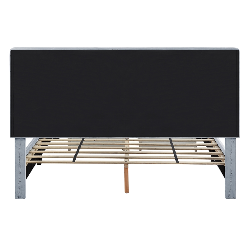 Furniture of America Harper Fabric Full Bed with 2-Drawer in Light Gray
