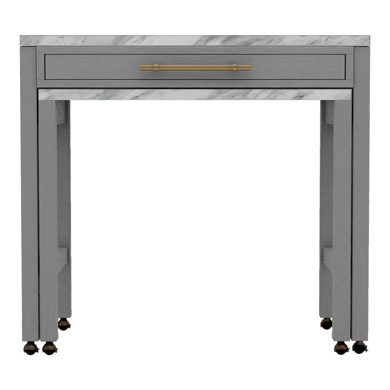 Furniture of America Ficus Wood 5-Piece Nested Counter Dining Table Set in Gray