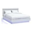 Furniture of America Malva Solid Wood Eastern King Bed with LED Light in White