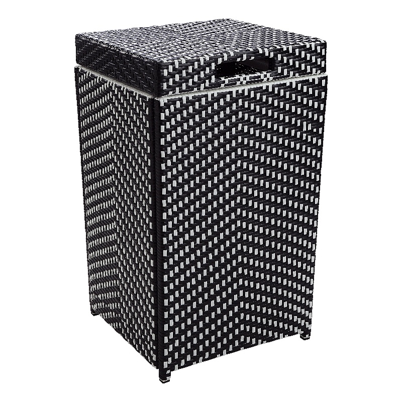Furniture of America Azur Aluminum Patio Trash Cans in Black (Set of 2)