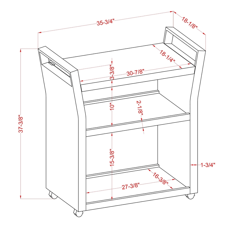 Furniture of America Azur Aluminum 2-Piece Bar Cart and Trash Can in Gray