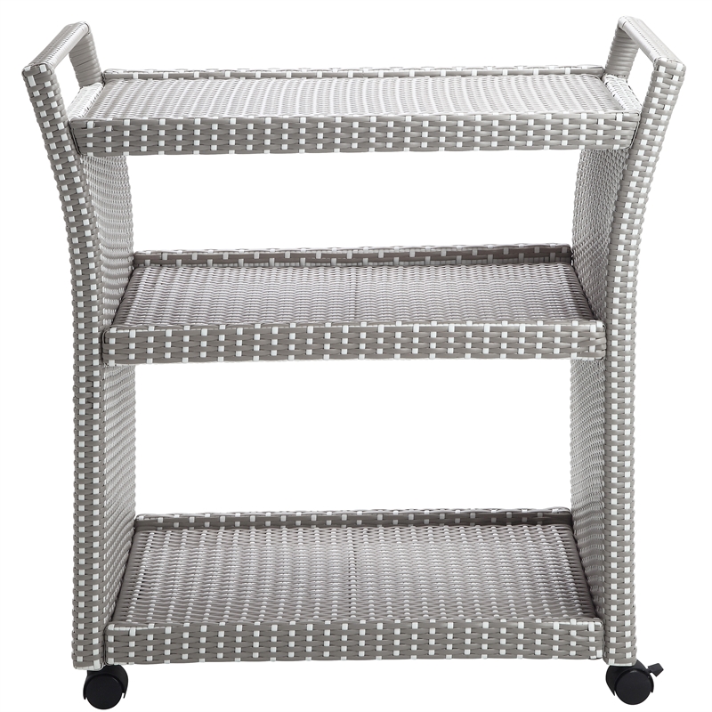 Furniture of America Azur Aluminum 2-Piece Bar Cart and Trash Can in Gray