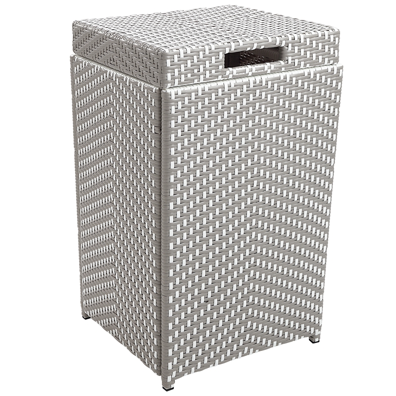 Furniture of America Azur Aluminum 2-Piece Bar Cart and Trash Can in Gray