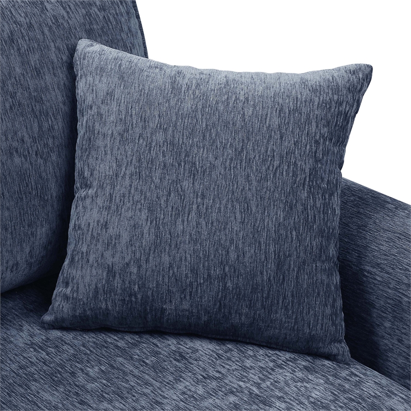 Furniture of America Elm Chenille Upholstered Blue Sofa and Care Kit