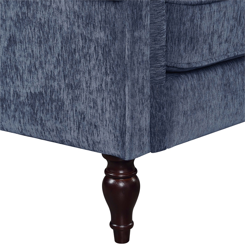 Furniture of America Elm Chenille Upholstered Blue Sofa and Care Kit