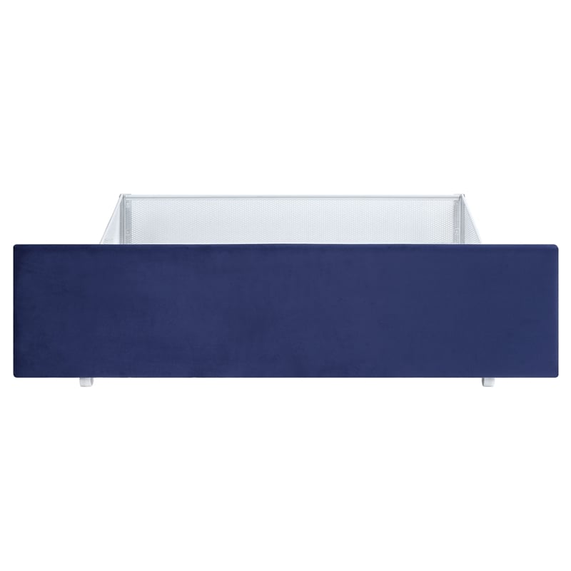 Furniture of America Harper Fabric Upholstered Full Bed with 4-Drawer in Navy