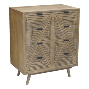 Furniture of America Kanan Art Deco Solid Wood 4-Drawer Accent Chest in Brown