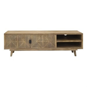 Furniture of America Kanan Art Deco Solid Wood 2-Door TV Stand in Brown