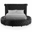 Furniture of America Vriam Glam Fabric Wingback Storage King Bed in Black