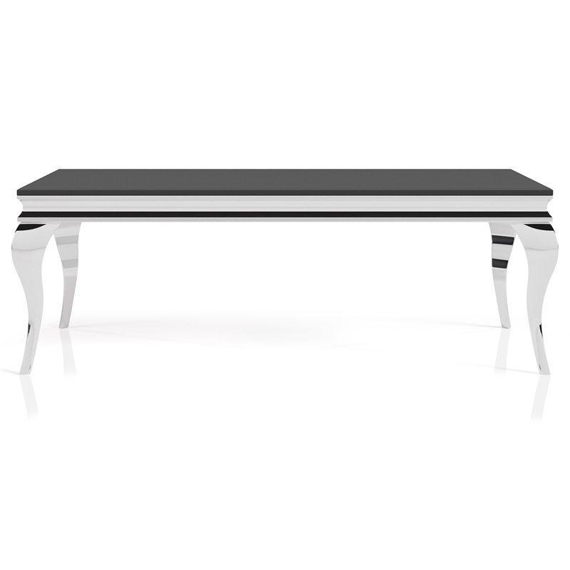 Furniture of America Alang Glass Top 2pc Coffee Table Set in Black and Silver