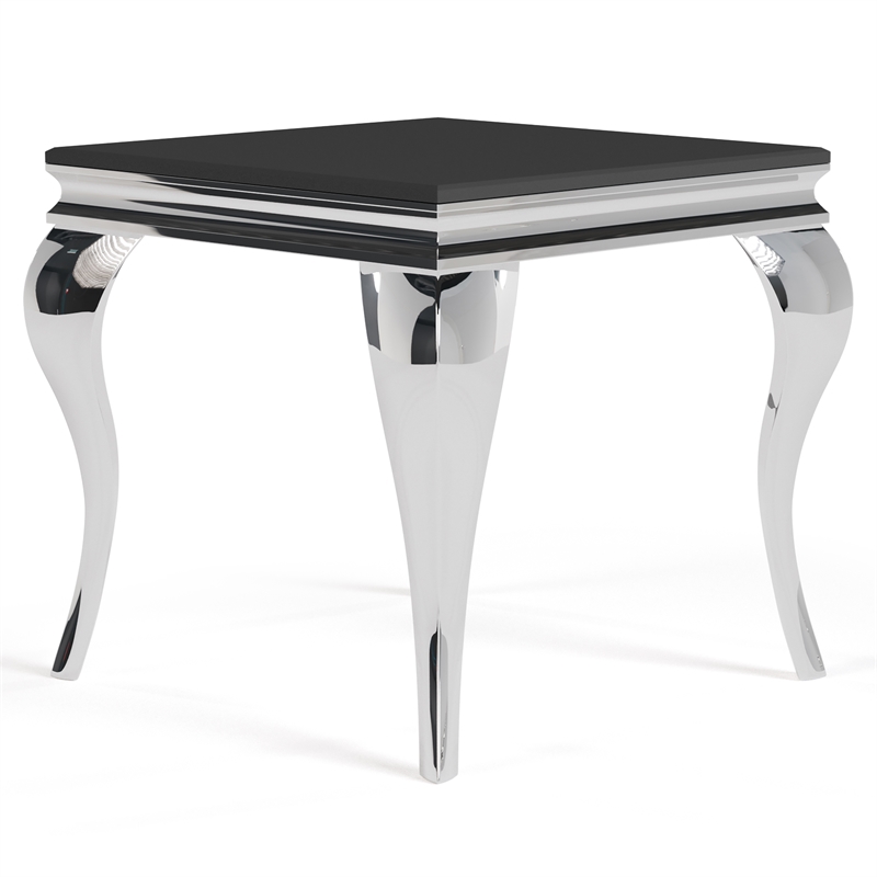 Furniture of America Alang Glass Top 2pc Coffee Table Set in Black and Silver
