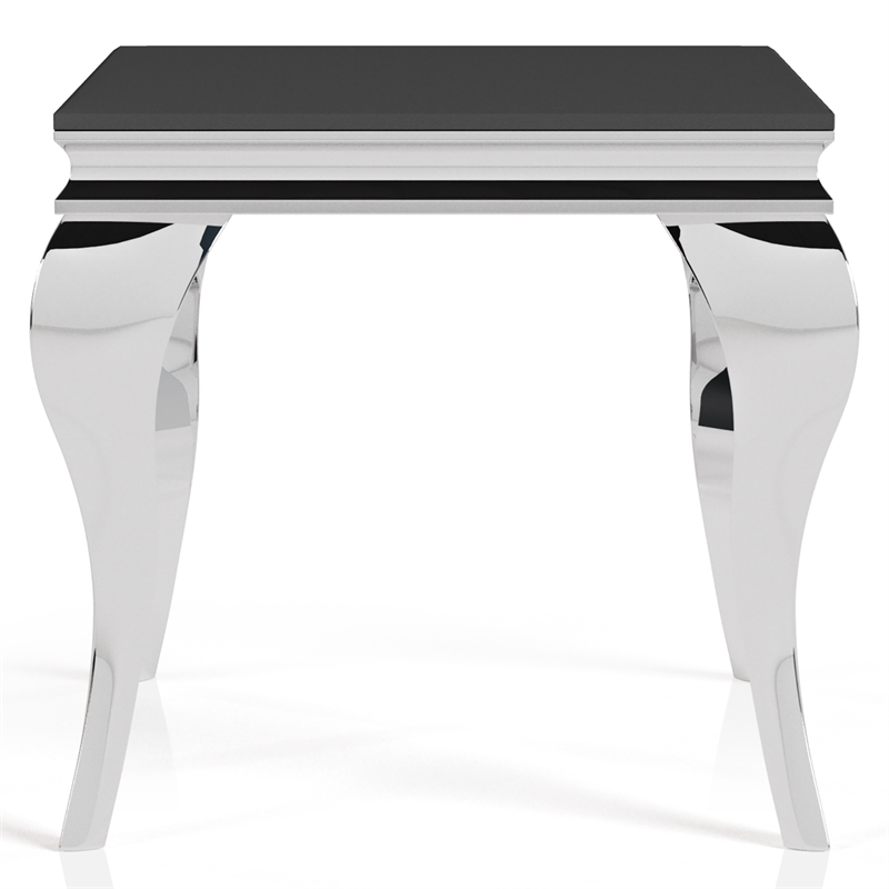 Furniture of America Alang Glass Top 2pc Coffee Table Set in Black and Silver