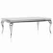 Furniture of America Alang Glass Top 2pc Coffee Table Set in White and Silver