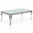 Furniture of America Alang Glass Top 2pc Coffee Table Set in White and Silver