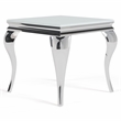 Furniture of America Alang Glass Top 2pc Coffee Table Set in White and Silver