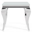 Furniture of America Alang Glass Top 2pc Coffee Table Set in White and Silver