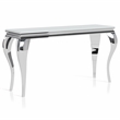 Furniture of America Alang Glass Top 3pc Coffee Table Set in White and Silver