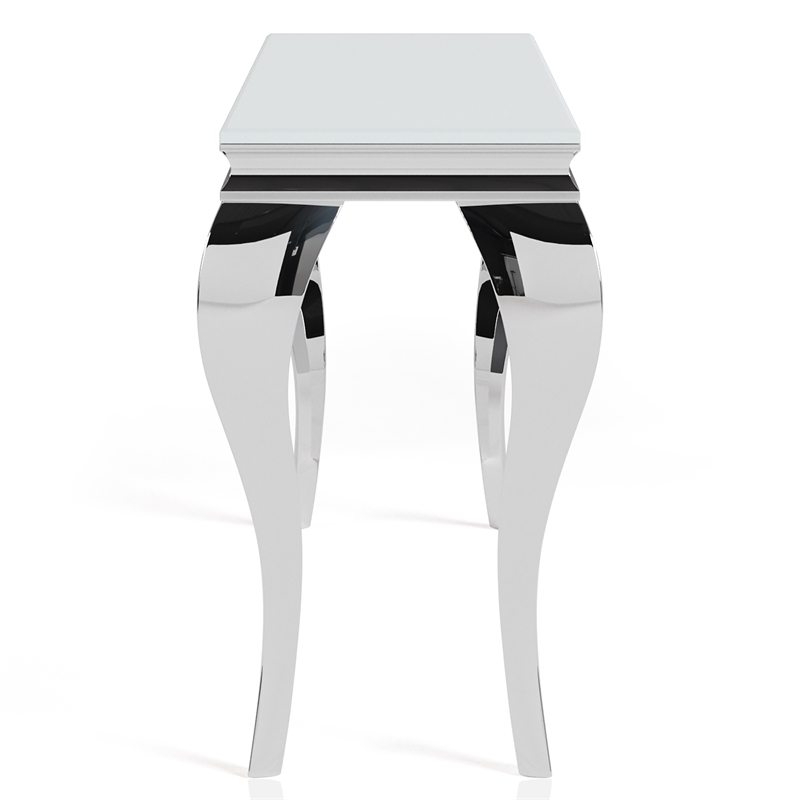 Furniture of America Alang Glass Top 3pc Coffee Table Set in White and Silver