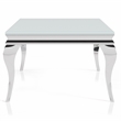 Furniture of America Alang Glass Top 3pc Coffee Table Set in White and Silver