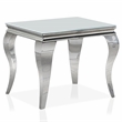 Furniture of America Alang Glass Top 3pc Coffee Table Set in White and Silver