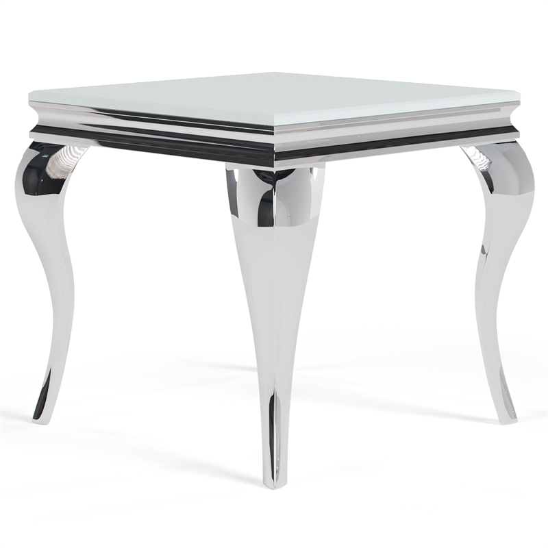 Furniture of America Alang Glass Top 3pc Coffee Table Set in White and Silver
