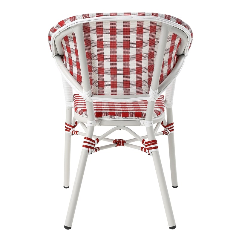 Furniture of America Tidez French Aluminum Patio Arm Chair in Red (Set of 2)
