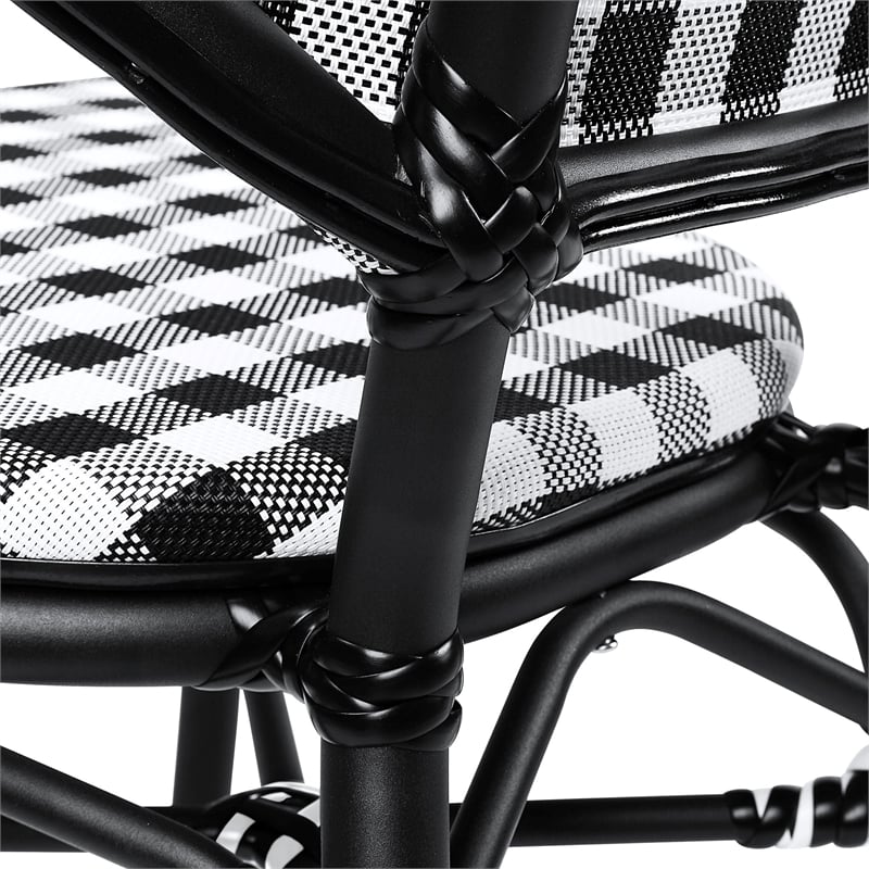 Furniture of America Tidez French Aluminum Patio Arm Chair in Black (Set of 4)