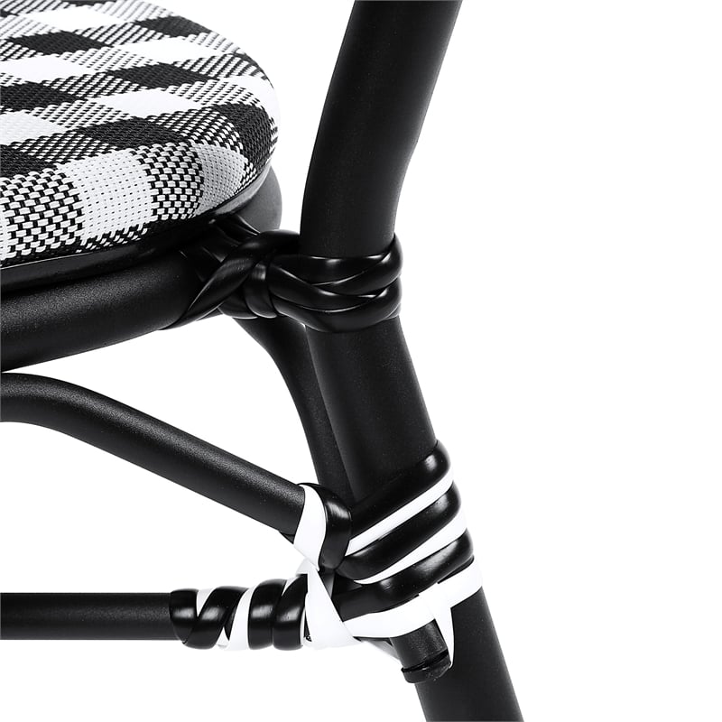 Furniture of America Tidez French Aluminum Patio Arm Chair in Black (Set of 4)