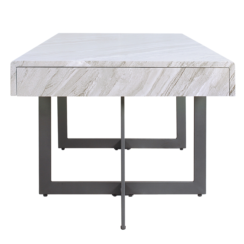 Furniture of America Vasket Contemporary Metal 2-Drawer Coffee Table in Gray