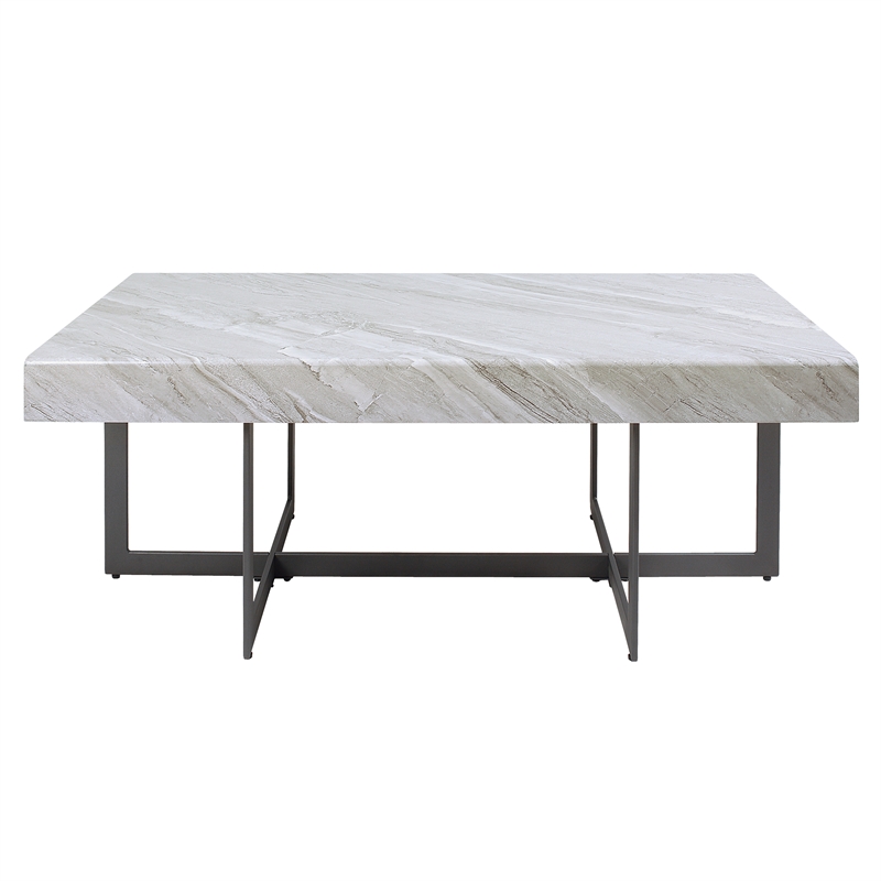 Furniture of America Vasket Contemporary Metal 2-Drawer Coffee Table in Gray
