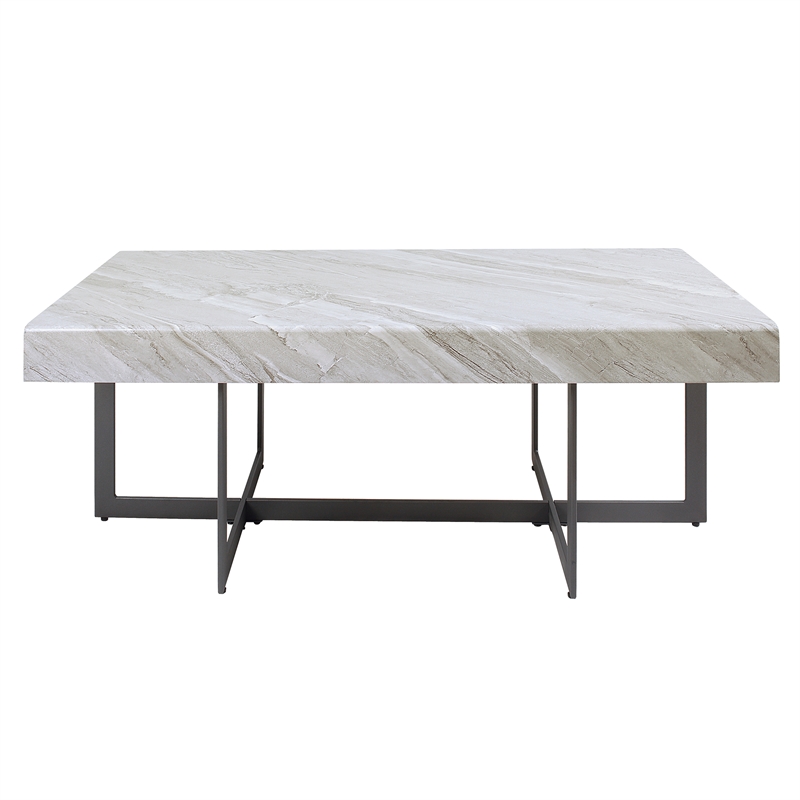 Furniture of America Vasket Contemporary Metal 2-Drawer Coffee Table in Gray