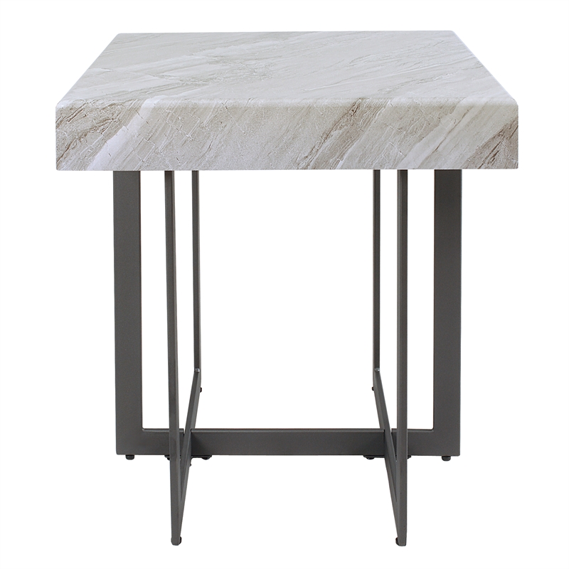 Furniture of America Vasket Contemporary Metal 1-Drawer End Table in Gray