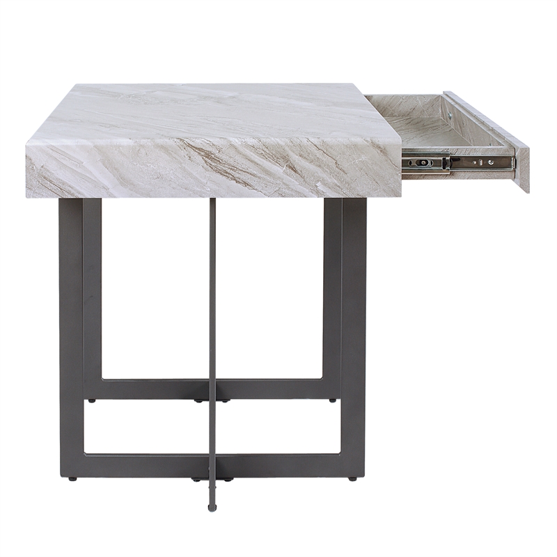 Furniture of America Vasket Contemporary Metal 1-Drawer End Table in Gray