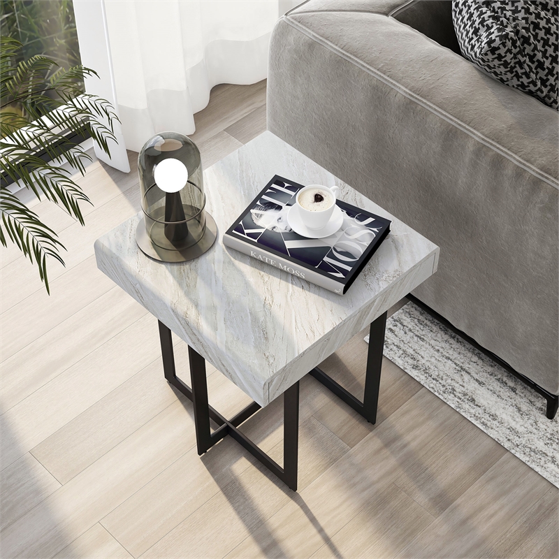 Furniture of America Vasket Contemporary Metal 1-Drawer End Table in Gray