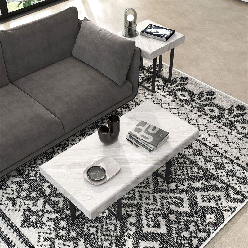 Furniture of America Vasket Contemporary Metal 2-Piece Coffee Table Set in Gray