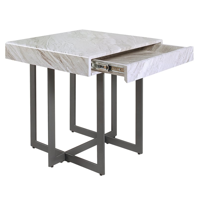 Furniture of America Vasket Contemporary Metal 2-Piece Coffee Table Set in Gray