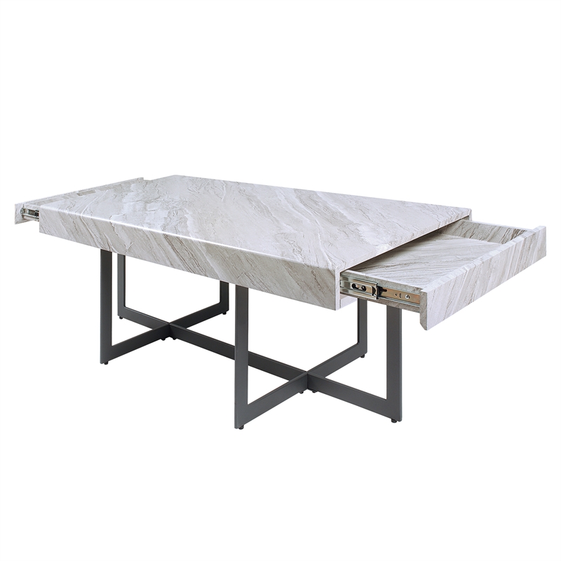 Furniture of America Vasket Contemporary Metal 2-Piece Coffee Table Set in Gray