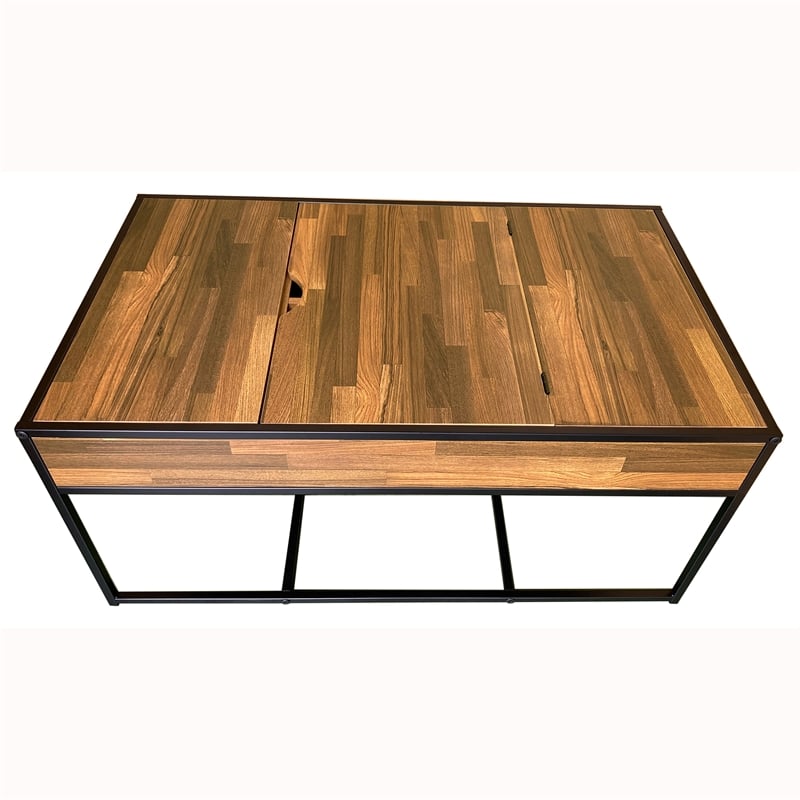 Furniture of America Froy Metal 3-Piece Nesting Table in Black and Walnut