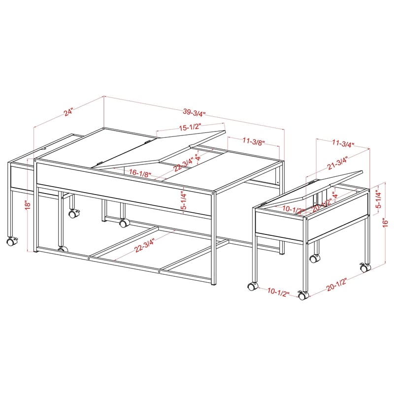 Furniture of America Froy Metal 3-Piece Nesting Table in Black and Walnut