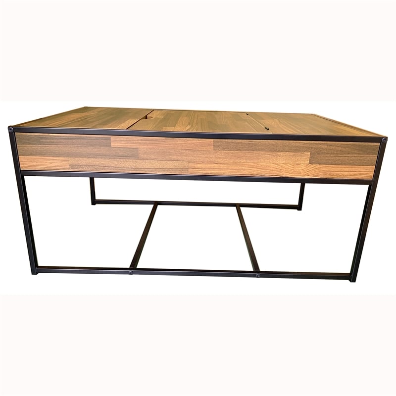 Furniture of America Froy Metal 3-Piece Nesting Table in Black and Walnut
