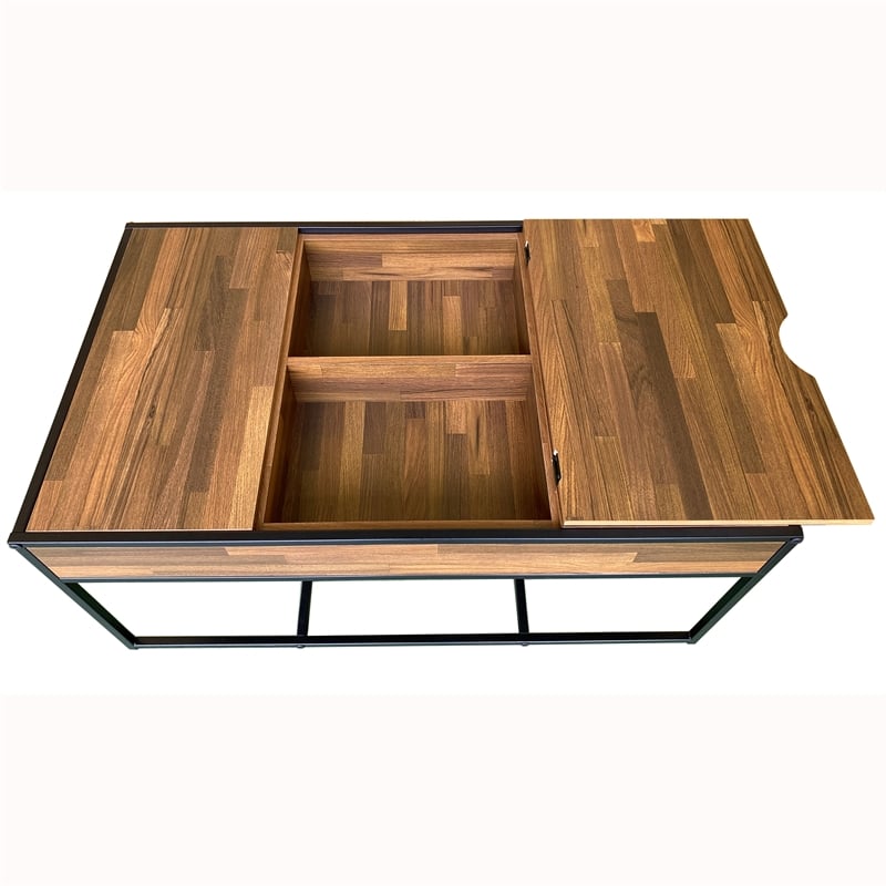Furniture of America Froy Metal 3-Piece Nesting Table in Black and Walnut