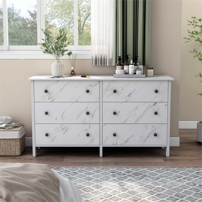 Furniture of America Knott Contemporary Wood 6-Drawer Dresser in White