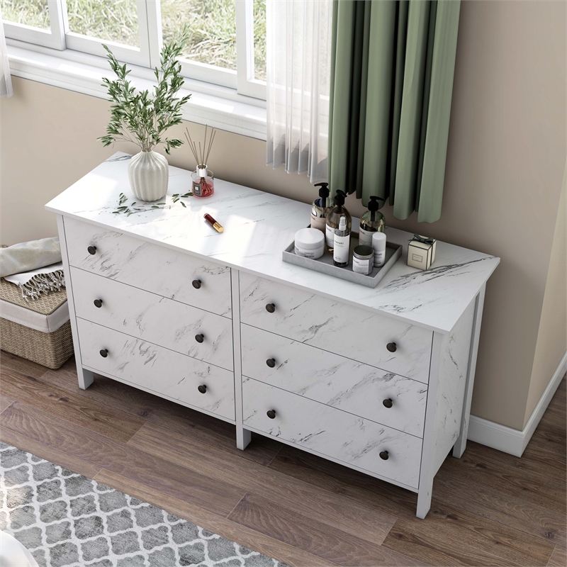 Furniture of America Knott Contemporary Wood 6-Drawer Dresser in White