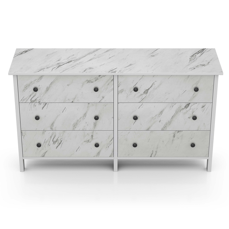 Furniture of America Knott Contemporary Wood 6-Drawer Dresser in White