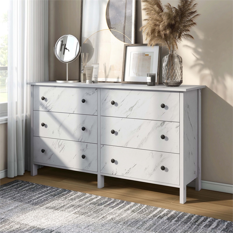 Furniture of America Knott Contemporary Wood 6-Drawer Dresser in White