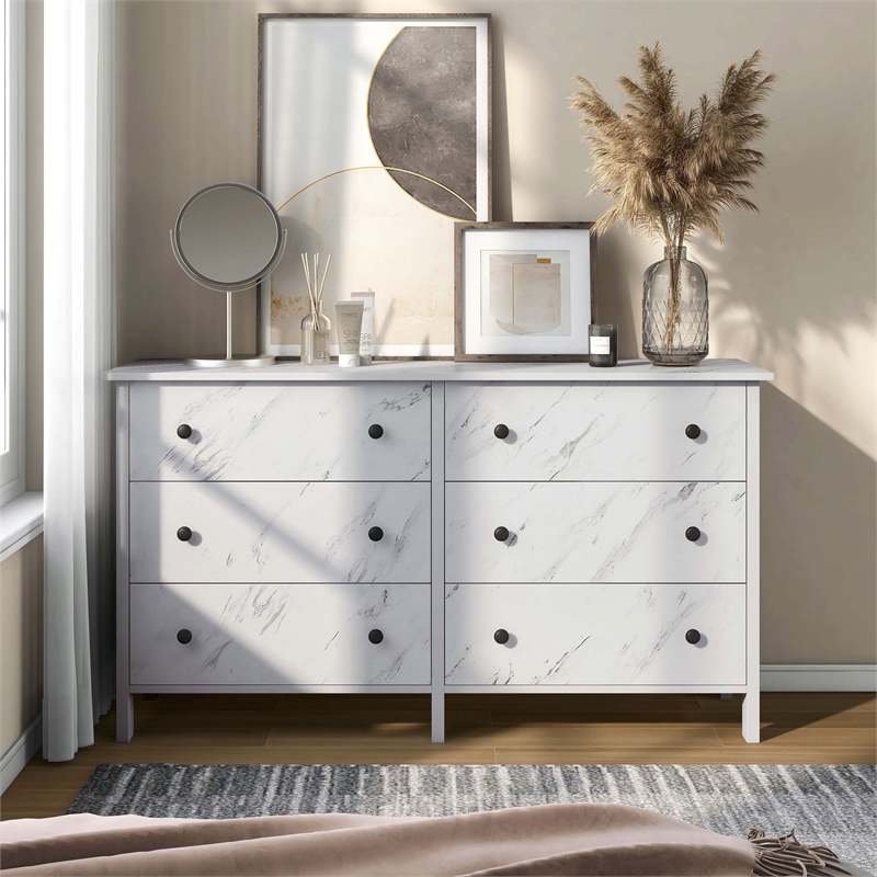 Furniture of America Knott Contemporary Wood 6-Drawer Dresser in White